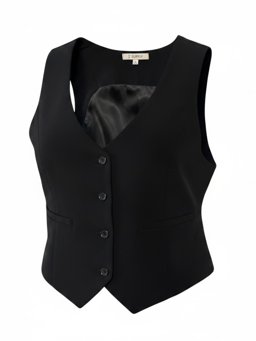 Z Supply Black V-Neck Button-Front Women's Vest